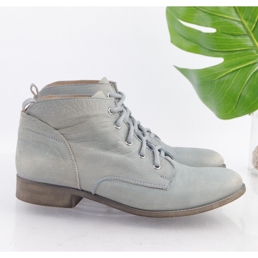 Steve Madden Womens Rubin Chukka Boots Size 11 Light Blue Leather Lace Up Bootie